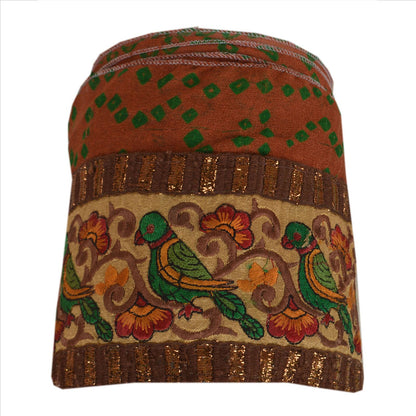 Sanskriti Vintage Sari Border Embroidered 1 Yd Trim Sewing Brown Bandhani Lace