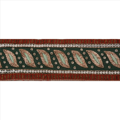 Sanskriti Vintage Sari Border Hand Beaded 1 Yd Indian Trim Sewing Purple Lace