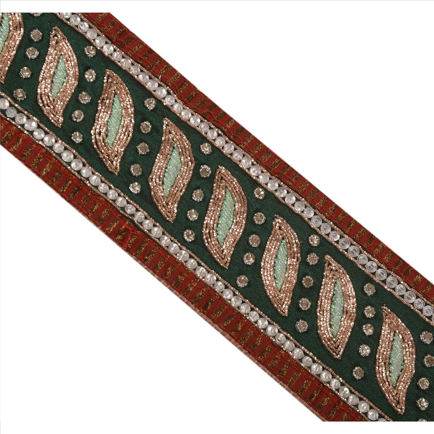 Sanskriti Vintage Sari Border Hand Beaded 1 Yd Indian Trim Sewing Purple Lace