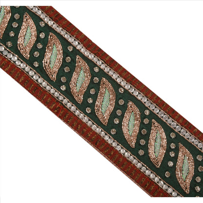 Sanskriti Vintage Sari Border Hand Beaded 1 Yd Indian Trim Sewing Purple Lace