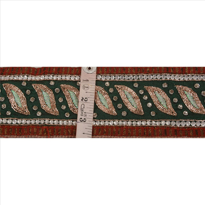 Sanskriti Vintage Sari Border Hand Beaded 1 Yd Indian Trim Sewing Purple Lace