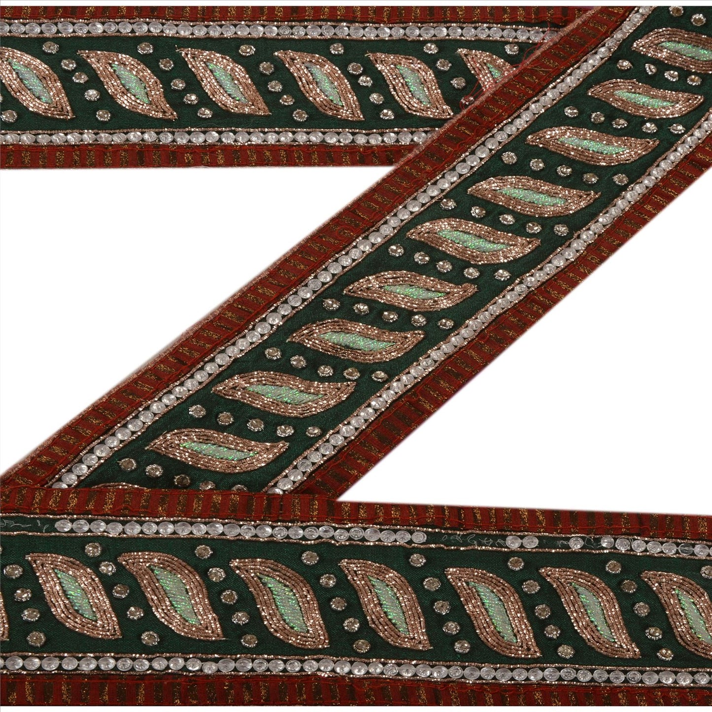 Sanskriti Vintage Sari Border Hand Beaded 1 Yd Indian Trim Sewing Purple Lace