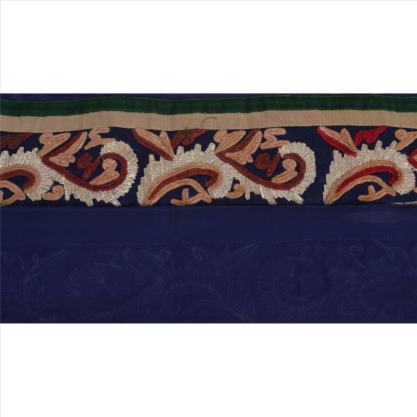 Sanskriti Vintage Saree Border Embroidered 1 Yd Indian Trim Sewing Blue Lace