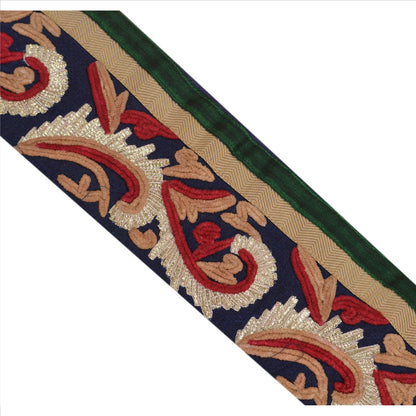 Sanskriti Vintage Saree Border Embroidered 1 Yd Indian Trim Sewing Blue Lace