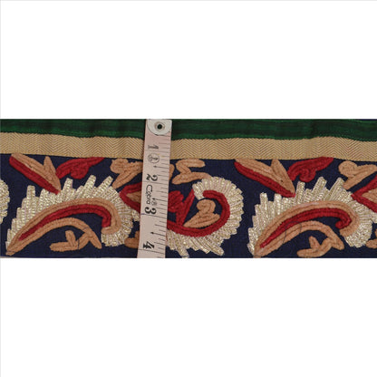 Sanskriti Vintage Saree Border Embroidered 1 Yd Indian Trim Sewing Blue Lace