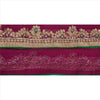 Sanskriti Vintage Sari Border Hand Beaded 1 Yd Indian Trim Sewing Purple Lace