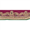 Sanskriti Vintage Sari Border Hand Beaded 1 Yd Indian Trim Sewing Purple Lace