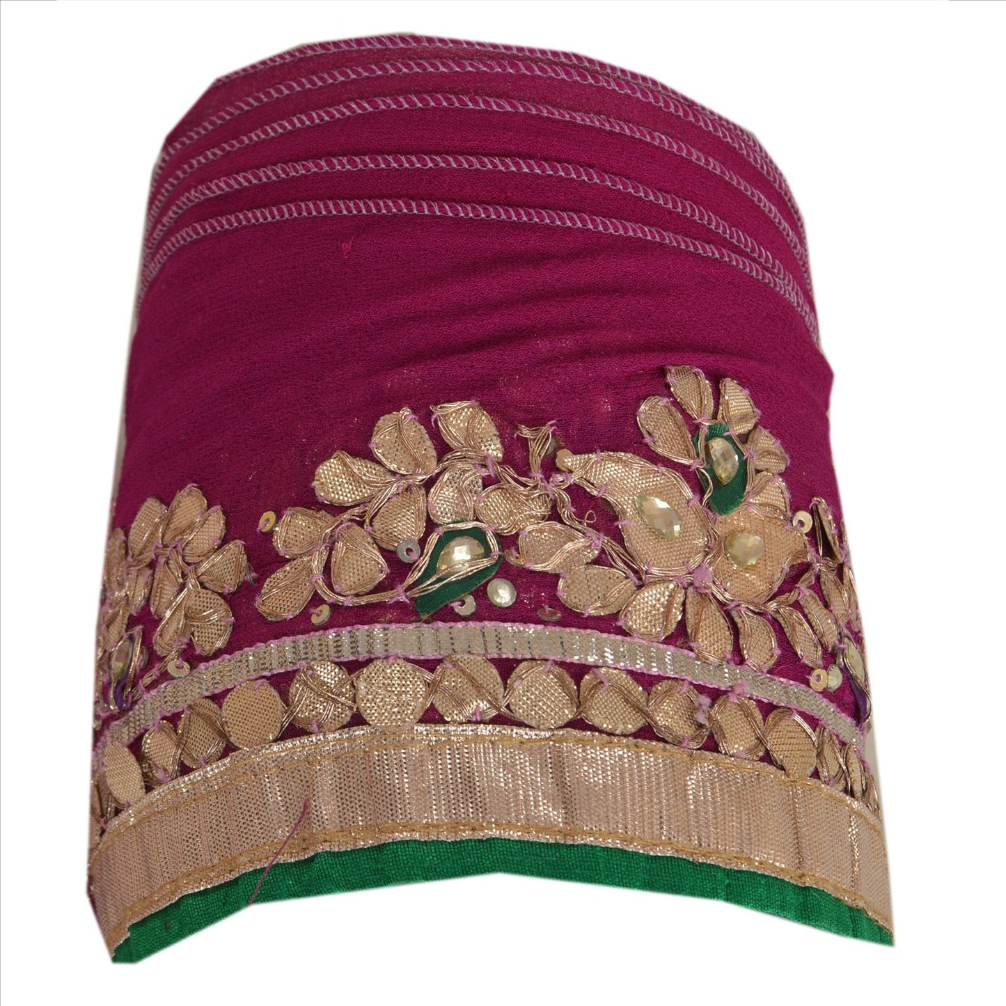 Sanskriti Vintage Sari Border Hand Beaded 1 Yd Indian Trim Sewing Purple Lace