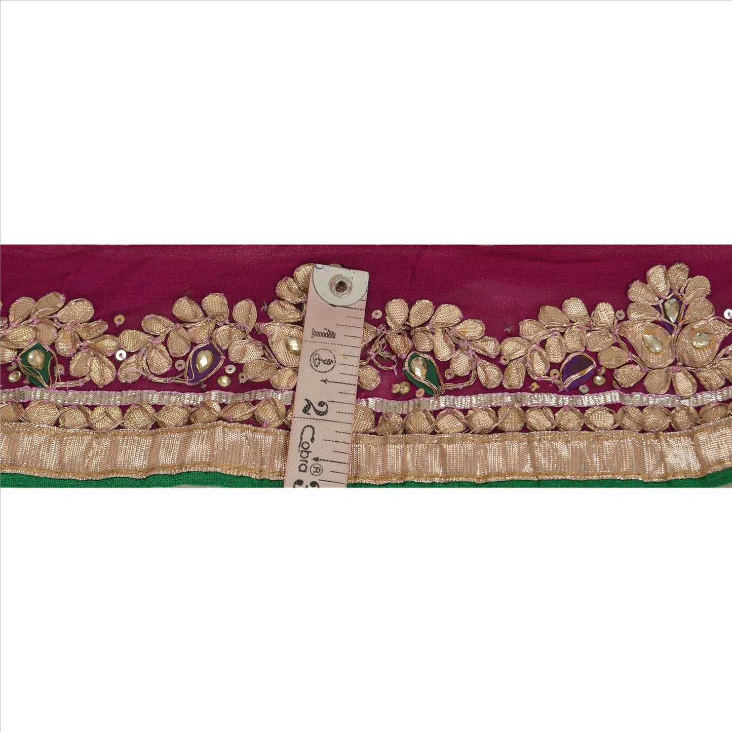 Sanskriti Vintage Sari Border Hand Beaded 1 Yd Indian Trim Sewing Purple Lace