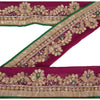 Sanskriti Vintage Sari Border Hand Beaded 1 Yd Indian Trim Sewing Purple Lace