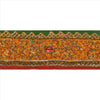 Sanskriti Vintage Sari Border Hand Beaded 1 Yd Trim Sewing Green Rhinestone Lace