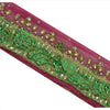 Sanskriti Vintage Sari Border Hand Beaded 1Yd Trim Sewing Purple Rhinestone Lace