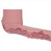 SANSKRITI VINTAGE Border Hand Beaded 1 YARD Trim Sewing Pink Rhinestone Lace