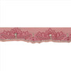 SANSKRITI VINTAGE Border Hand Beaded 1 YARD Trim Sewing Pink Rhinestone Lace