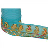 Sanskriti Vintage Sari Border Hand Beaded 1 Yd Indian Trim Sewing Blue Lace