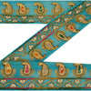 Sanskriti Vintage Sari Border Hand Beaded 1 Yd Indian Trim Sewing Blue Lace
