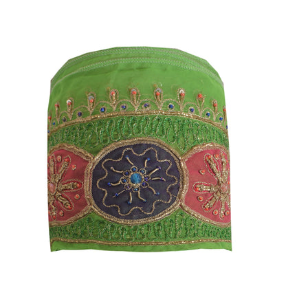 Sanskriti Vintage Sari Border Hand Beaded 1YD Indian Trim Zardozi ZariGreen Lace