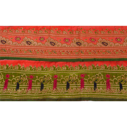 Sanskriti Vintage Sari Border Woven Brocade 1 YD Trim Sewing Red Zari Lace