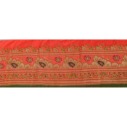 Sanskriti Vintage Sari Border Woven Brocade 1 YD Trim Sewing Red Zari Lace