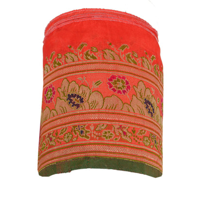 Sanskriti Vintage Sari Border Woven Brocade 1 YD Trim Sewing Red Zari Lace