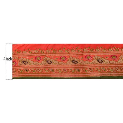 Sanskriti Vintage Sari Border Woven Brocade 1 YD Trim Sewing Red Zari Lace