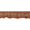 Sanskriti Vintage Saree Border Hand Beaded 1 Yard Trims Sewing Orange Zari Lace
