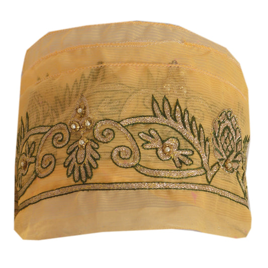 Sanskriti Vintage Saree Border Hand Beaded 1 Yard Trim Dã©Cor Ribbon Cream Lace