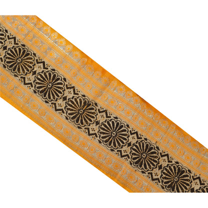 Sanskriti Vintage Sari Border Woven Brocade Woven 1 Yd Trim Sewing Yellow Lace