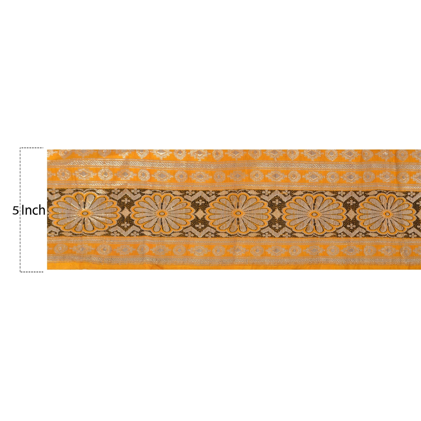 Sanskriti Vintage Sari Border Woven Brocade Woven 1 Yd Trim Sewing Yellow Lace