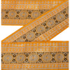Sanskriti Vintage Sari Border Woven Brocade Woven 1 Yd Trim Sewing Yellow Lace