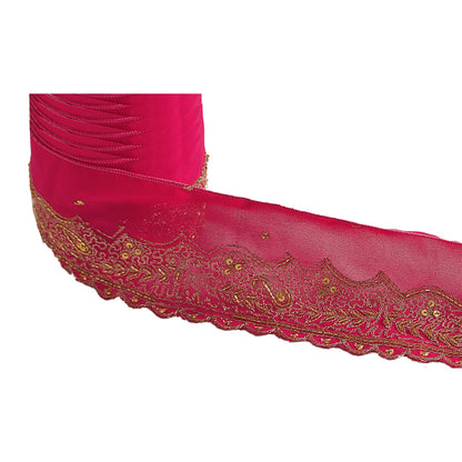Sanskriti Vintage Sari Border Hand Beaded 1 Yd Indian Trim Sewing Pink Lace