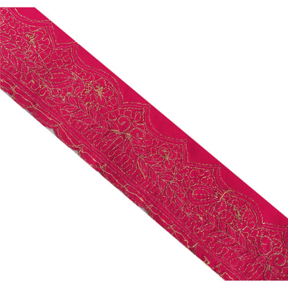 Sanskriti Vintage Sari Border Hand Beaded 1 Yd Indian Trim Sewing Pink Lace