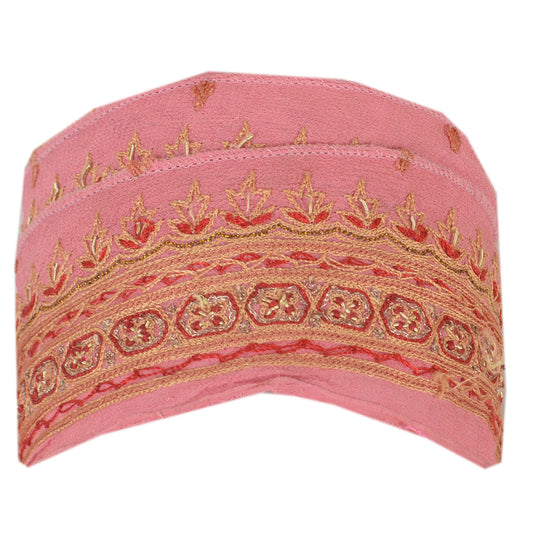 Sanskriti Vintage Sari Border Hand Embroidered 1 Yd Indian Trim Ribbon Pink Lace