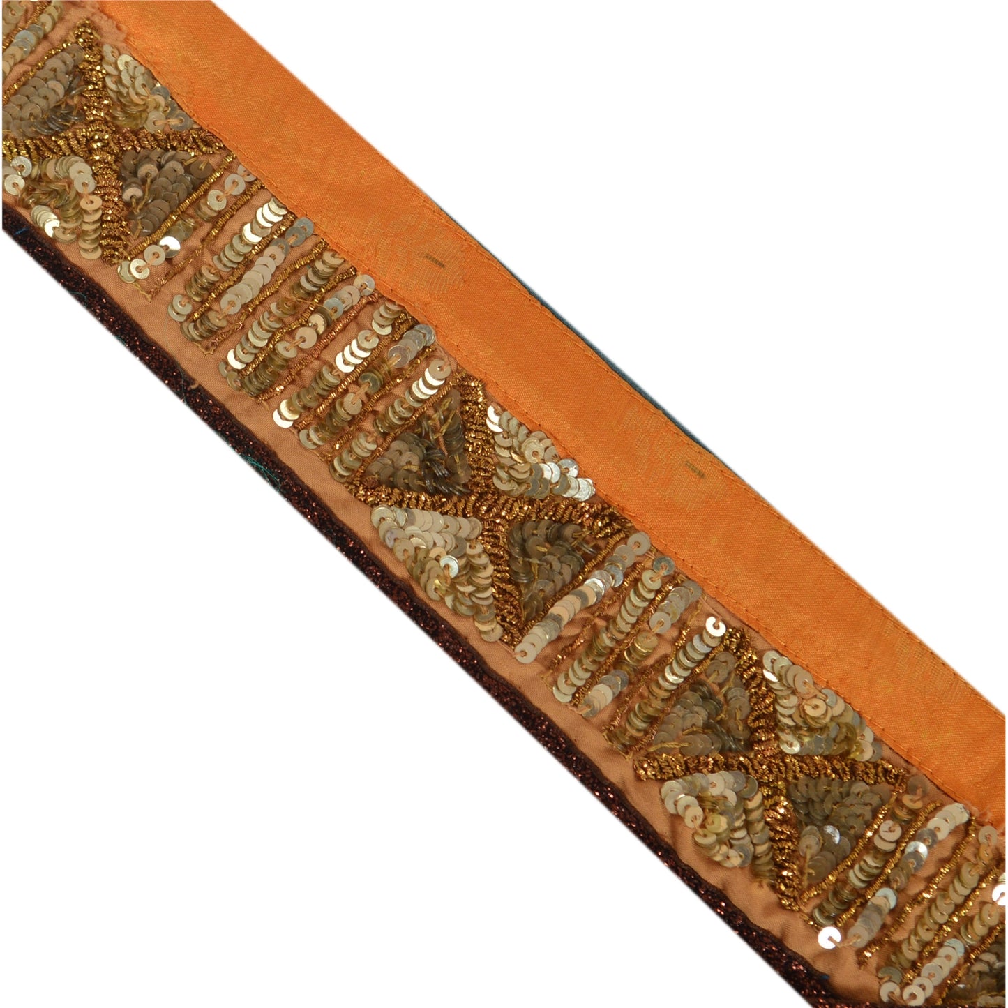 Sanskriti Vintage Sari Border Hand Beaded 1 Yd Indian Trim Sewing Saffron Lace