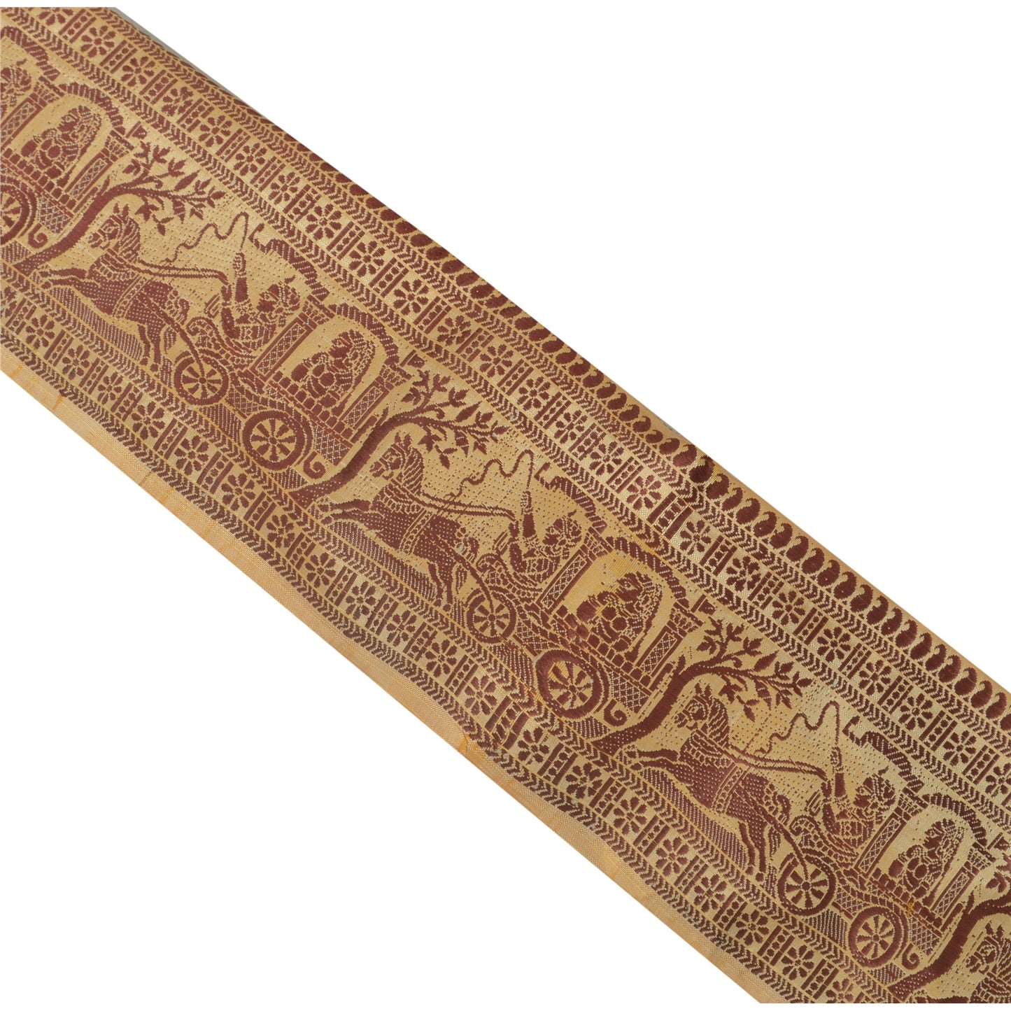 Sanskriti Vintage Sari Border Woven Baluchari 1 Yd Indian Trim Sewing 4"W Lace