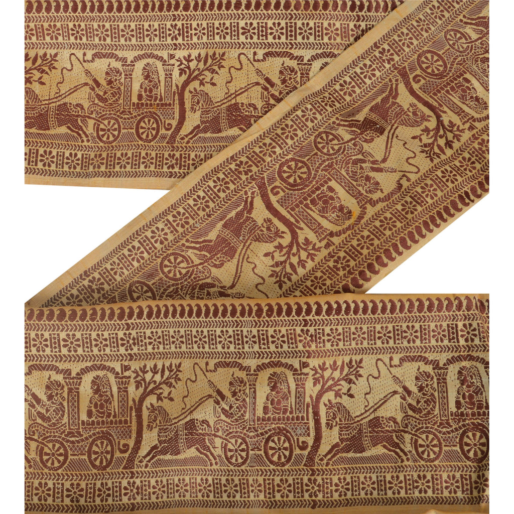 Sanskriti Vintage Sari Border Woven Baluchari 1 Yd Indian Trim Sewing 4"W Lace