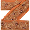 Sanskriti Vintage Sari Border Hand Beaded 1 Yd Indian Trim Sewing Orange Lace