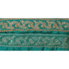 Sanskriti Vintage Sari Border Hand Beaded 1Yd Indian Trim Sewing Green Zari Lace