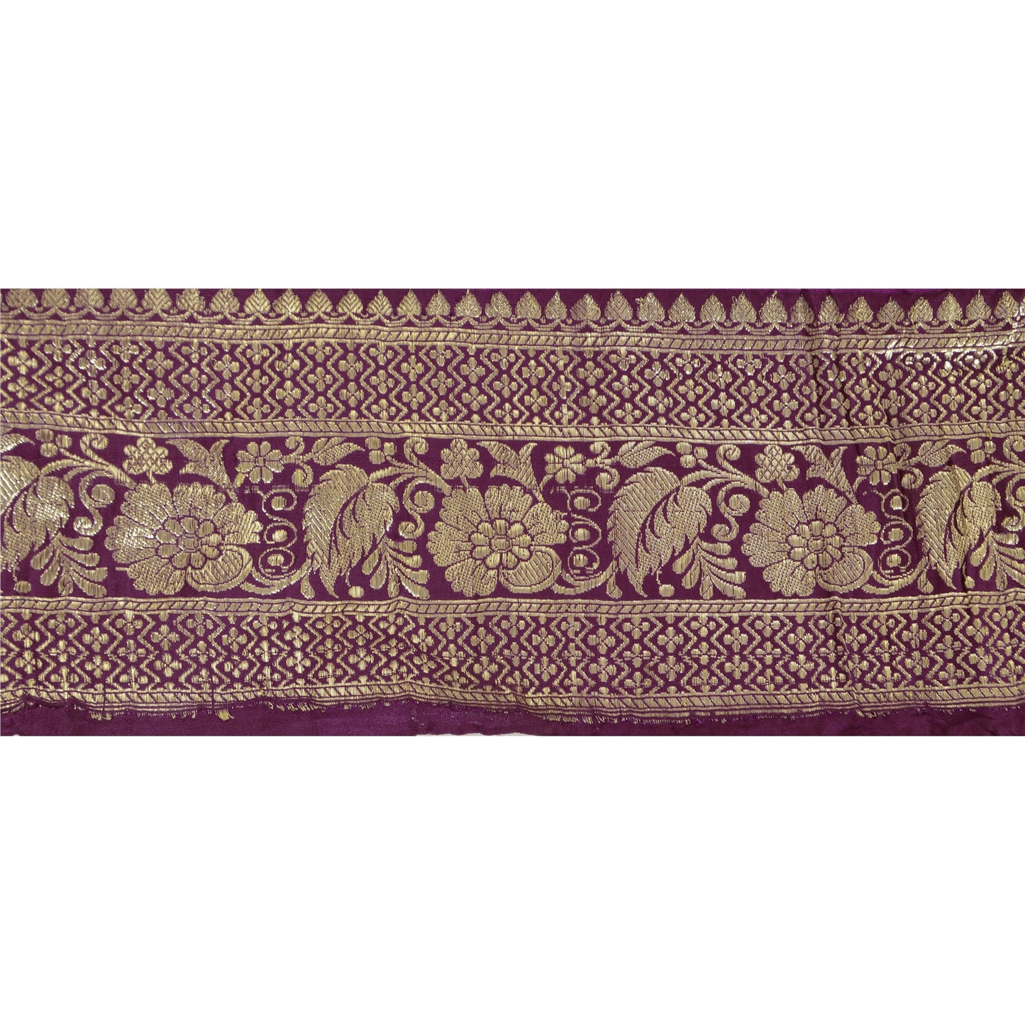Sanskriti Vintage Sari Border Woven Brocade 1 Yd Trim Sewing Purple Decor Lace