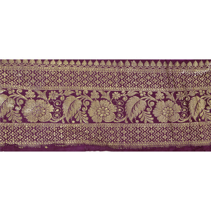 Sanskriti Vintage Sari Border Woven Brocade 1 Yd Trim Sewing Purple Decor Lace