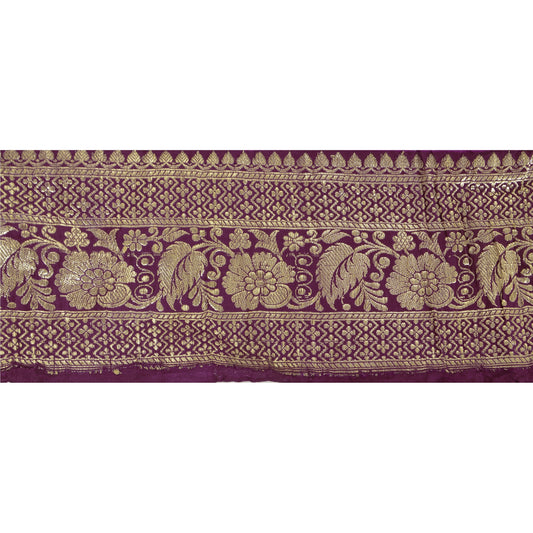 Sanskriti Vintage Sari Border Woven Brocade 1 Yd Trim Sewing Purple Decor Lace