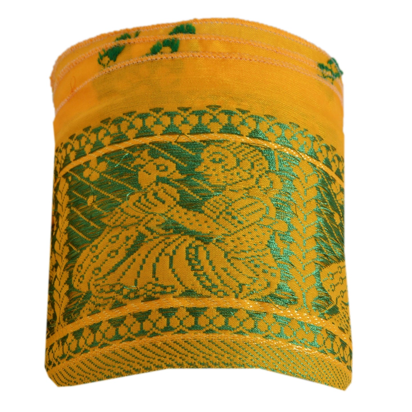 Sanskriti Vintage Sari Border Woven Baluchari 1 YD Trim Sewing Yellow Lace