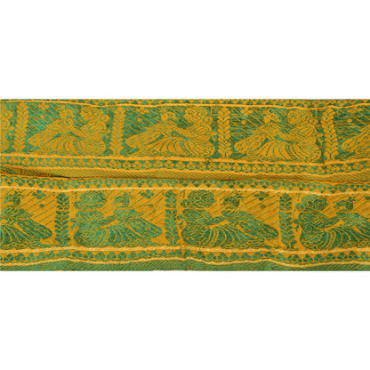 Sanskriti Vintage Sari Border Woven Baluchari 1 YD Trim Sewing Yellow Lace
