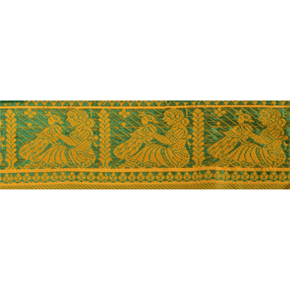 Sanskriti Vintage Sari Border Woven Baluchari 1 YD Trim Sewing Yellow Lace