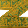 Sanskriti Vintage Sari Border Woven Baluchari 1 YD Trim Sewing Yellow Lace