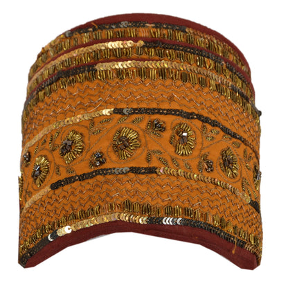 Sanskriti Vintage Sari Border Hand Beaded 1 Yd Craft Trim Sewing Orange Lace