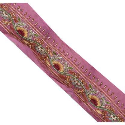 Sanskriti Vintage Sari Bord Håndbroderet 1 Yard Indisk Kant Syning Lyserød Blonde