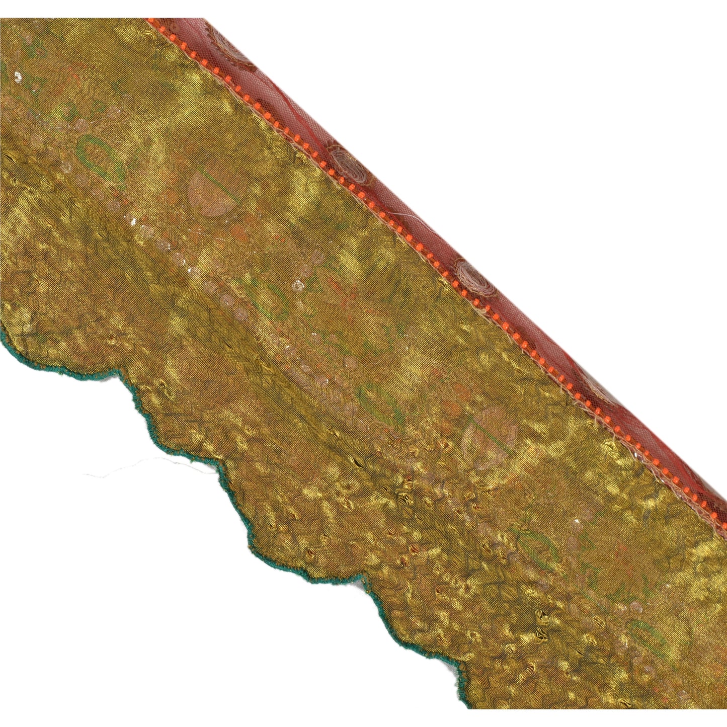 Sanskriti Vintage Sari Border Hand Beaded 1 Yd Indian Trim Sewing Dark Red Lace