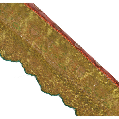 Sanskriti Vintage Sari Border Hand Beaded 1 Yd Indian Trim Sewing Dark Red Lace