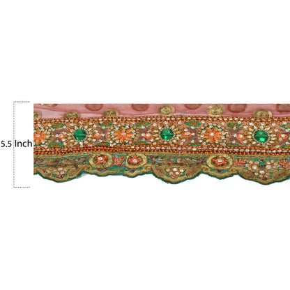 Sanskriti Vintage Sari Border Hand Beaded 1 Yd Indian Trim Sewing Dark Red Lace